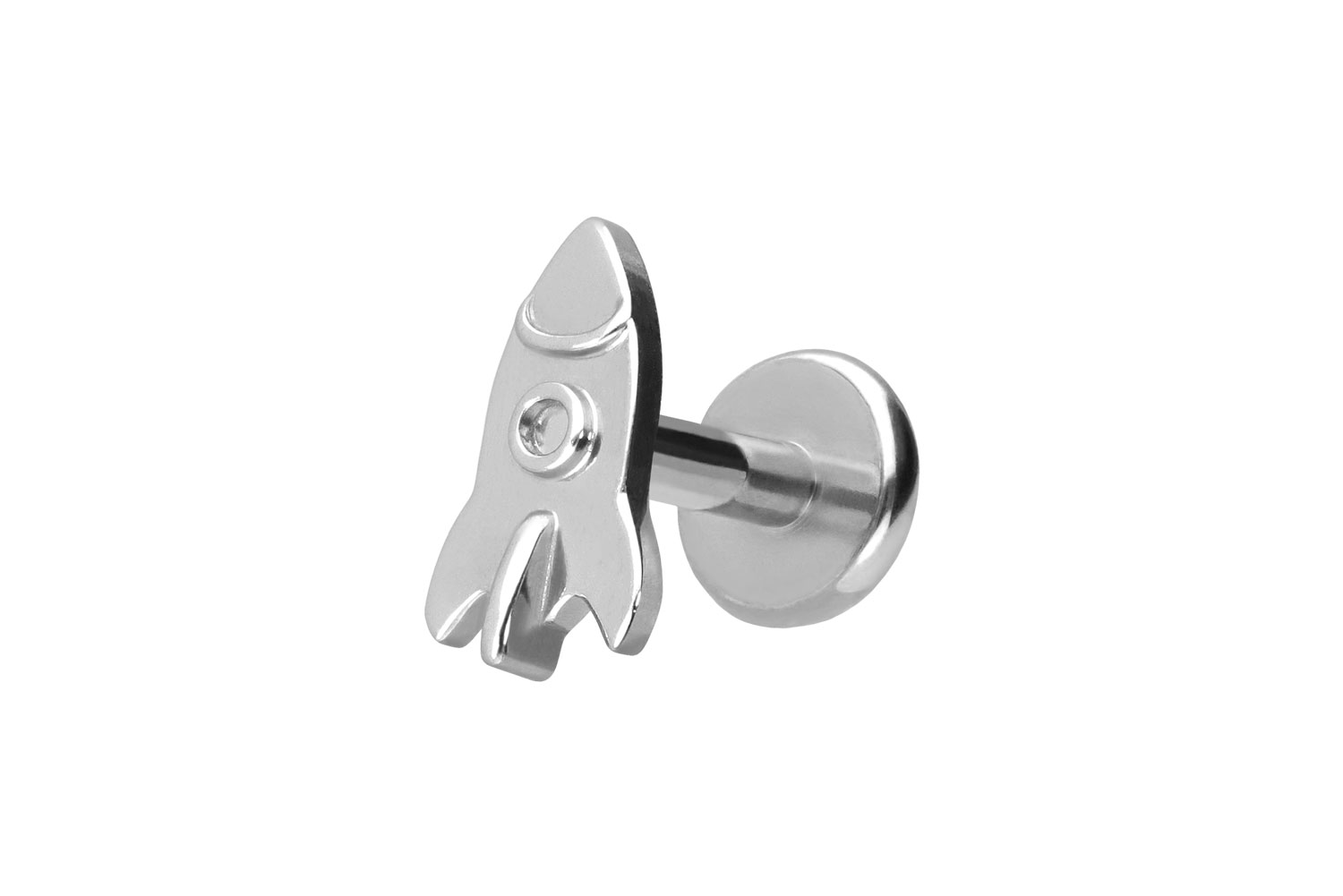 Titan Labret Piercing mit Push Fit RAKETE